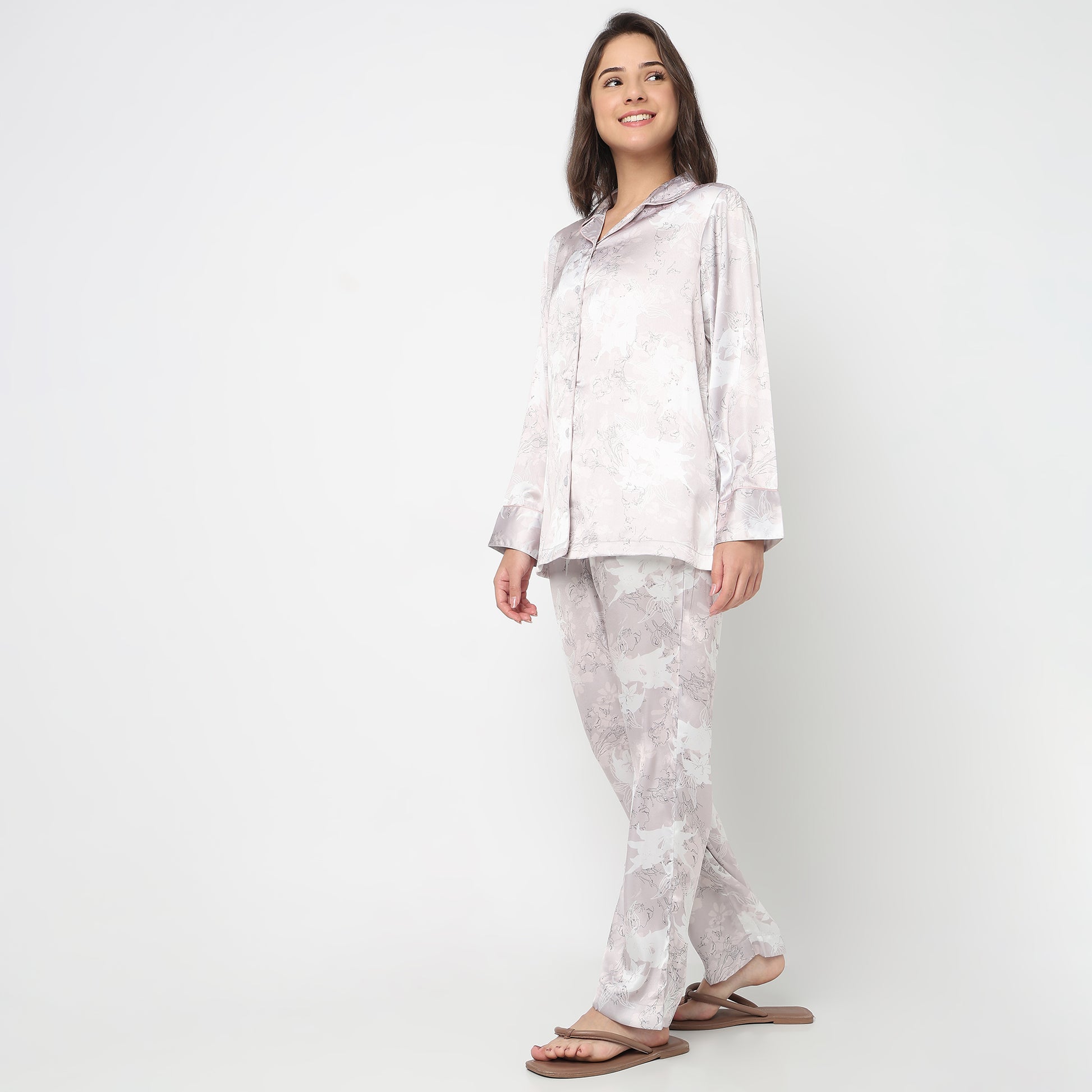 Cotton Printed Shirt with Pyjama Sleepwear Set