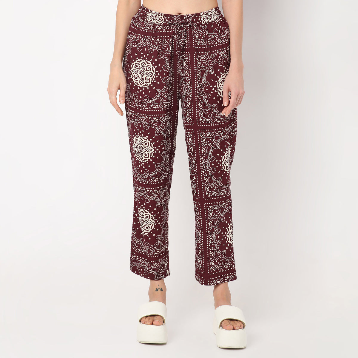 Regular Fit Printed Lapel Collar Shirt with Pyjama Set