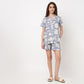 Cotto Printed Shirt with Short Sleepwear Sets