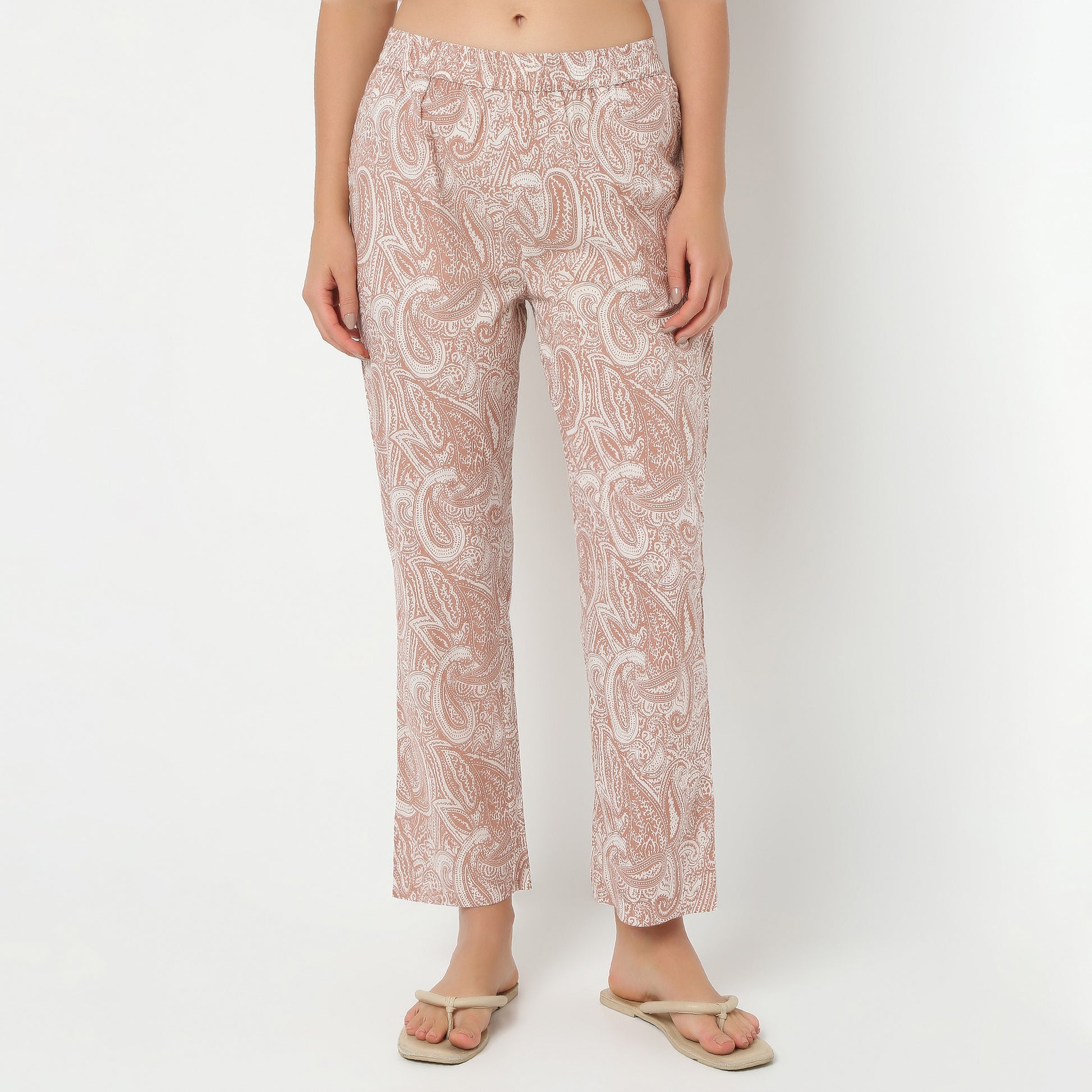 Band Collar Three-Fourth Sleeve Printed Jaipuri Topwear And With Pyjama Sleepwear Set