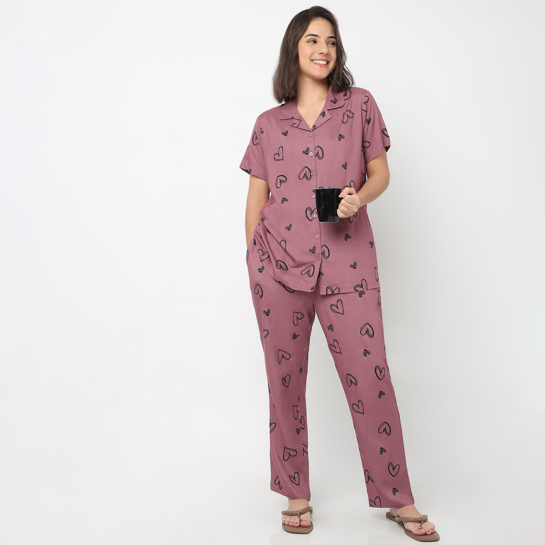 Printed Shirt with Pyjama Sleepwear Set