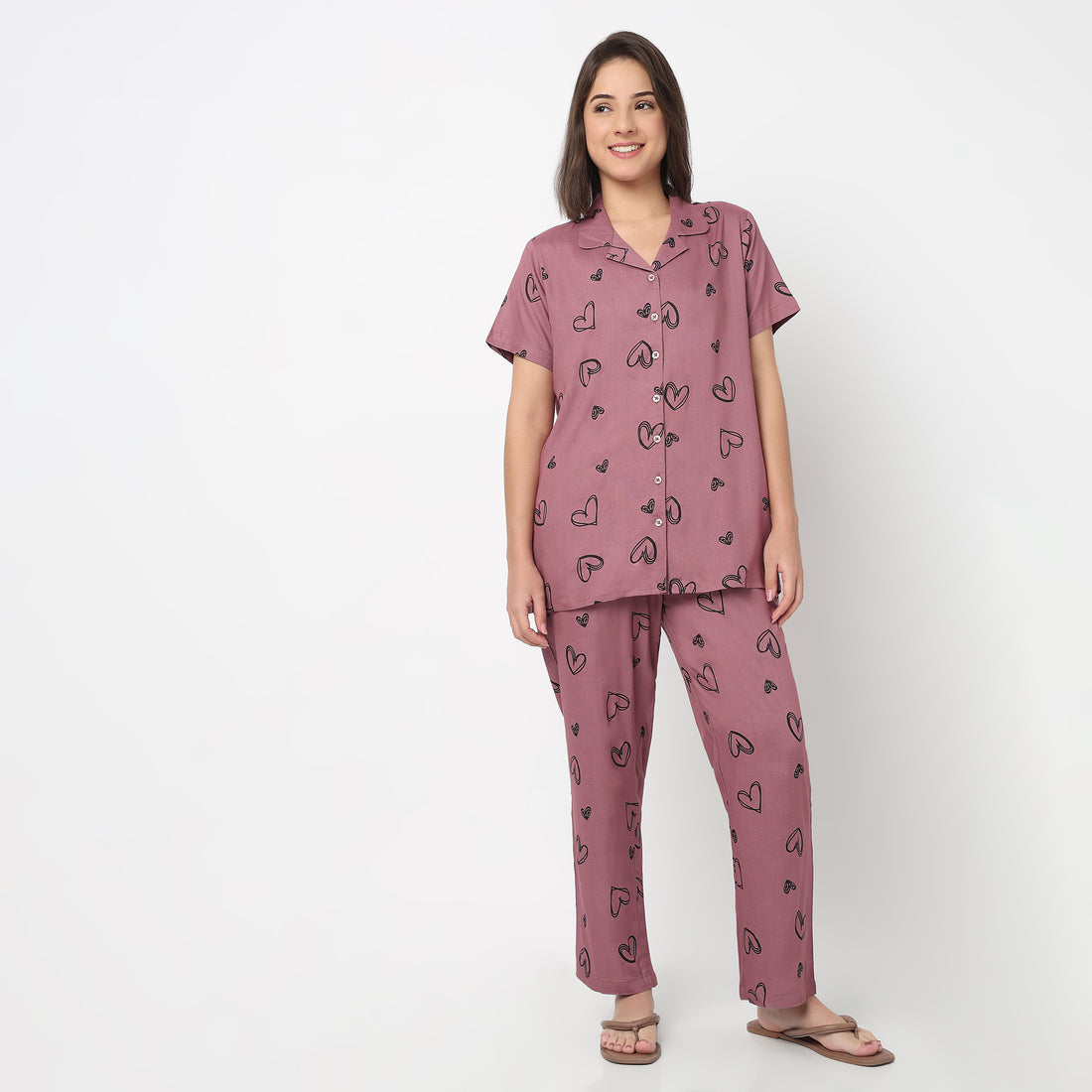 Printed Shirt with Pyjama Sleepwear Set