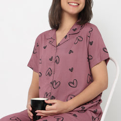 Printed Shirt with Pyjama Sleepwear Set