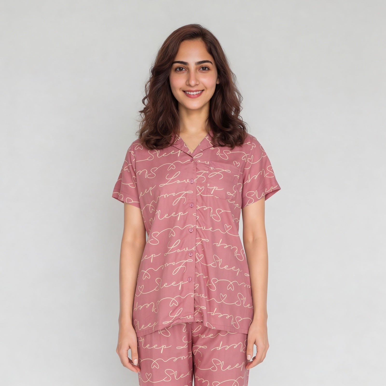 Printed Shirt with Pyjama Sleepwear Set