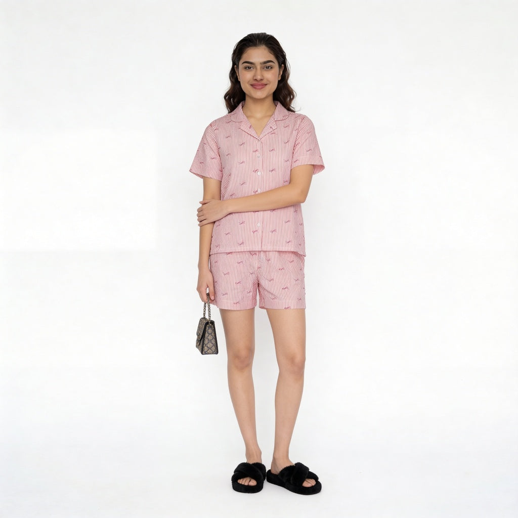 Cotton Printed Top with Shorts Sleepwear Set