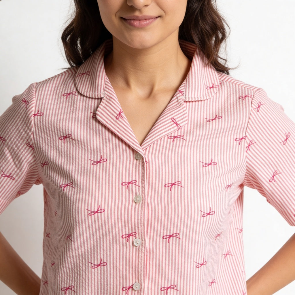Cotton Printed Top with Shorts Sleepwear Set