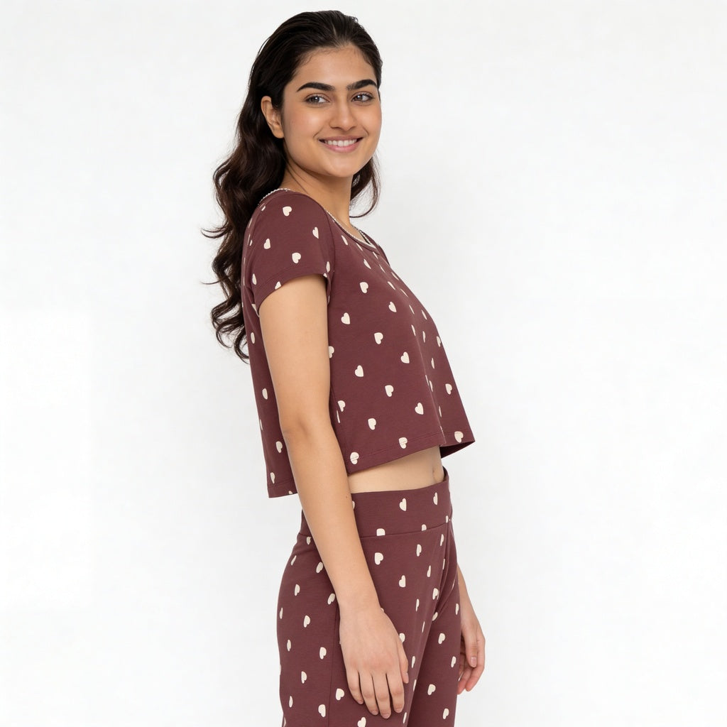 Cotton Printed Top with Pyjama Sleepwear Set