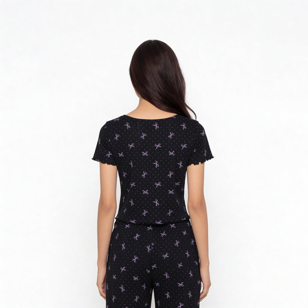 Cotton Printed Top with Pyjama Sleepwear Set