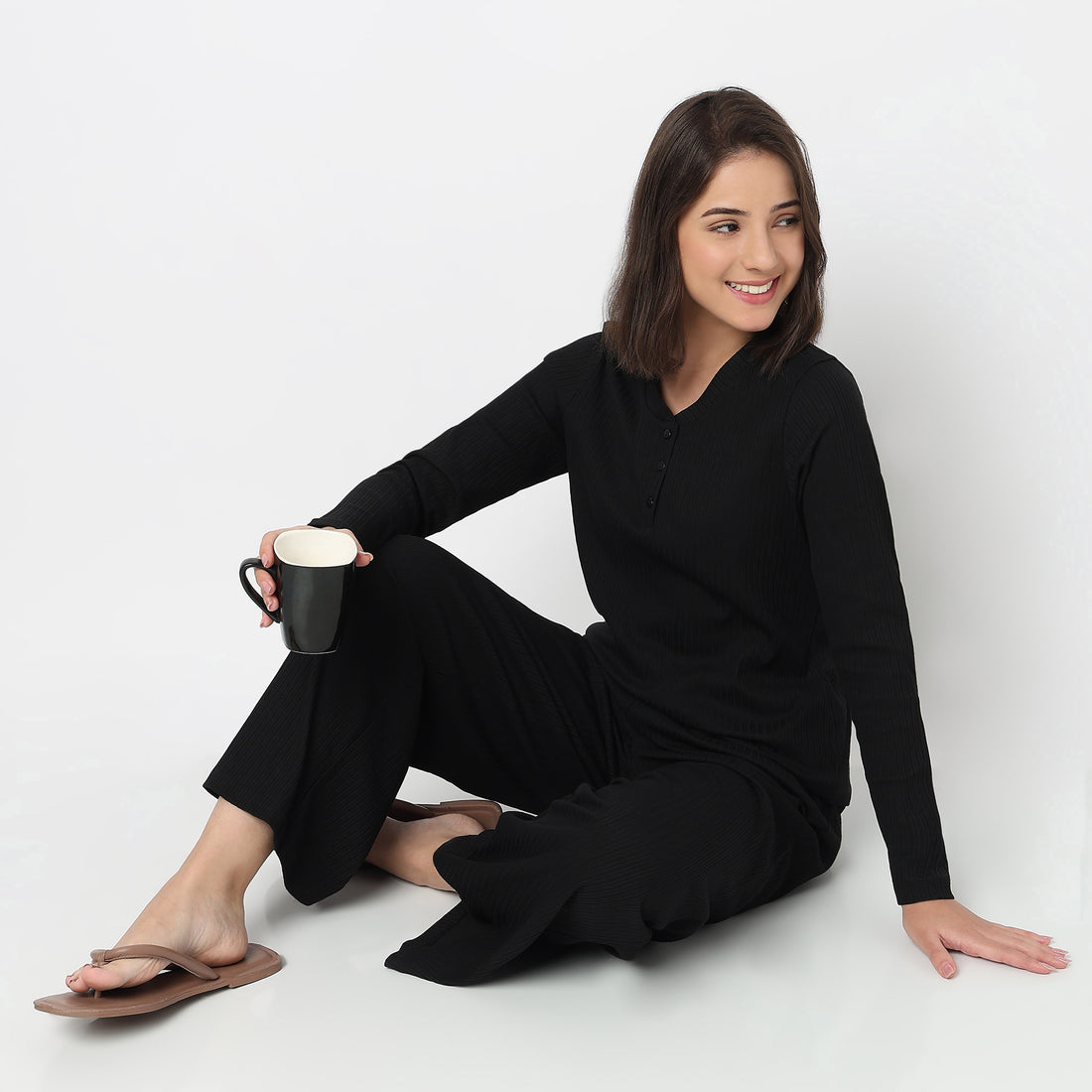 V-Neck T-Shirt with Pyjama Sleepwear Set