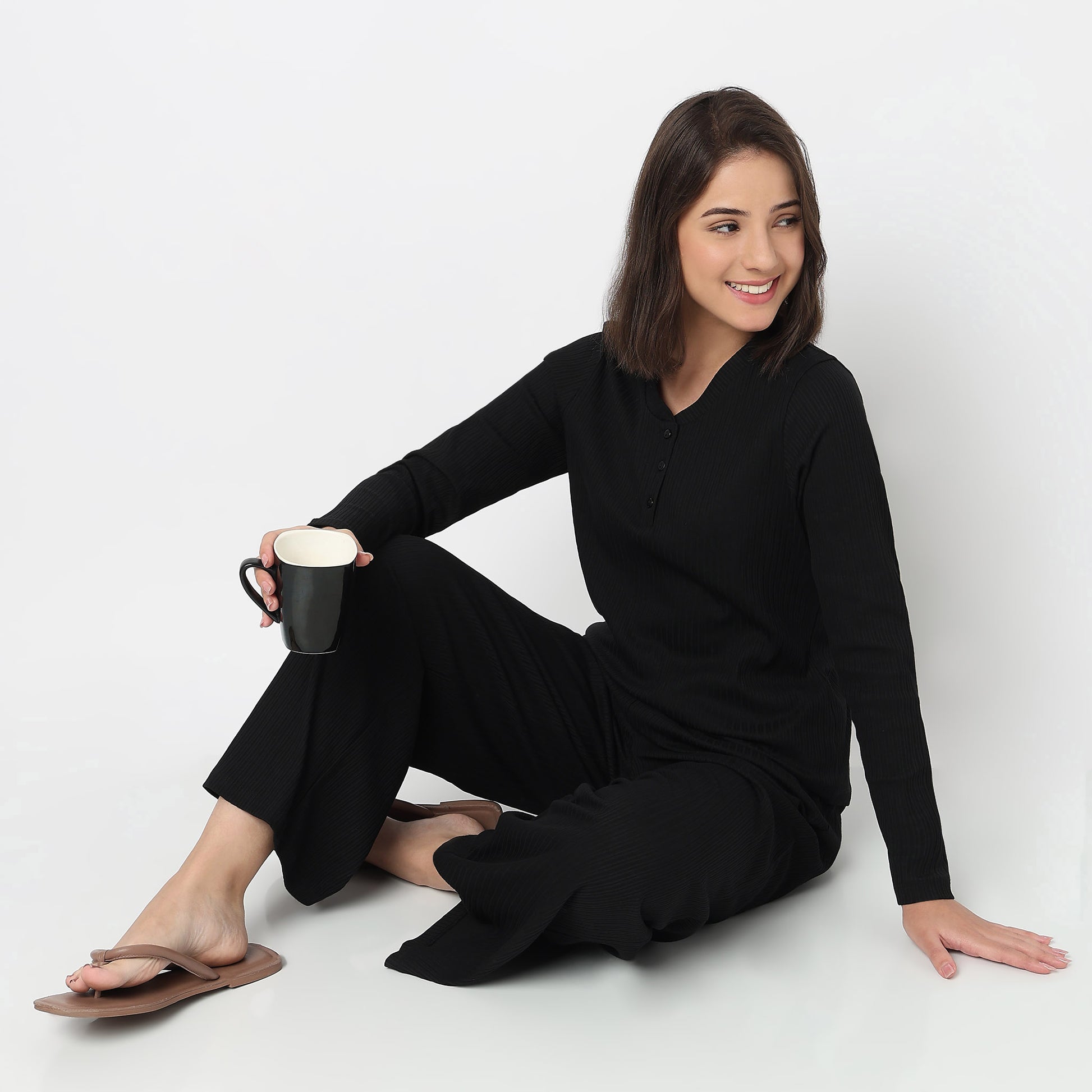 V-Neck T-Shirt with Pyjama Sleepwear Set