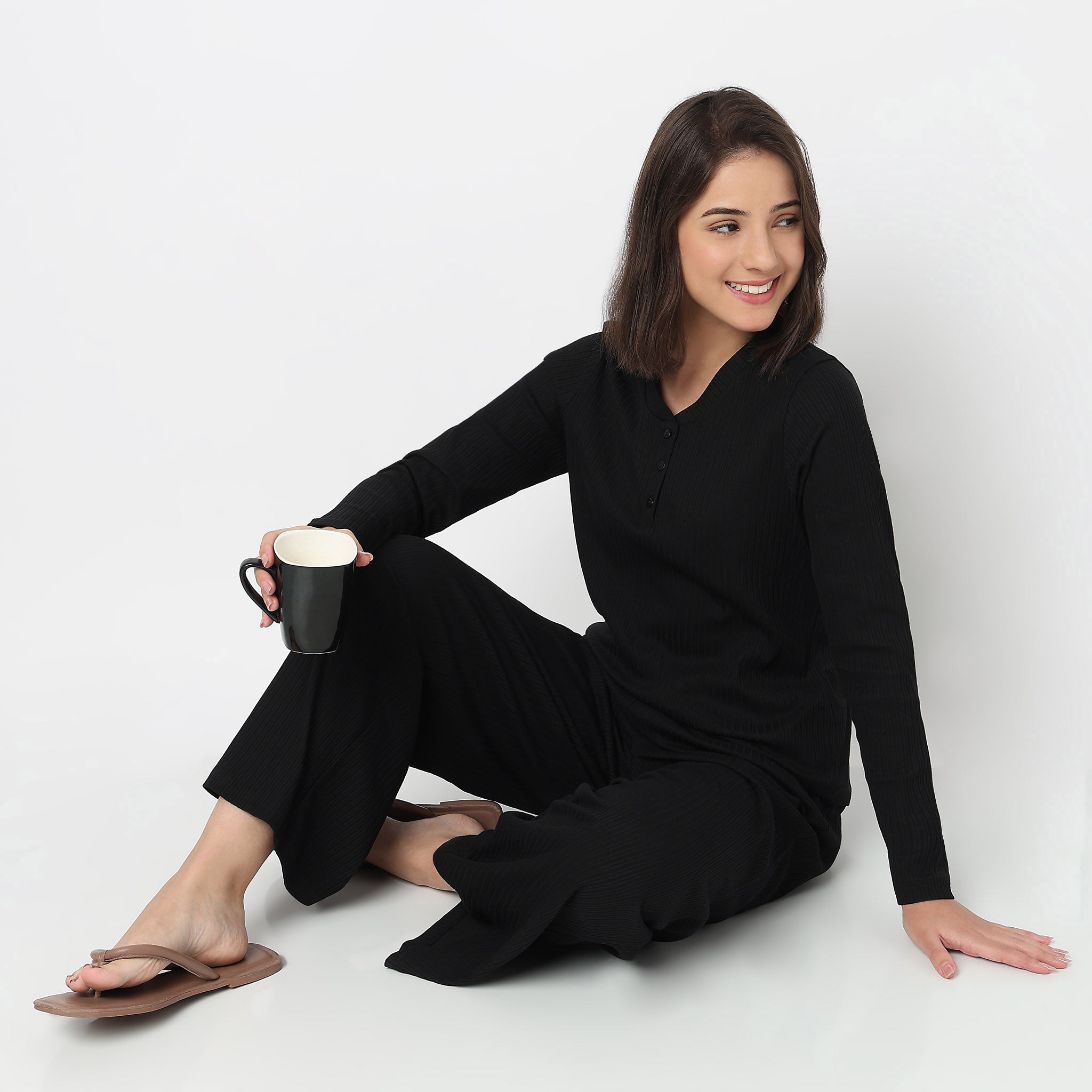 V-Neck T-Shirt with Pyjama Sleepwear Set