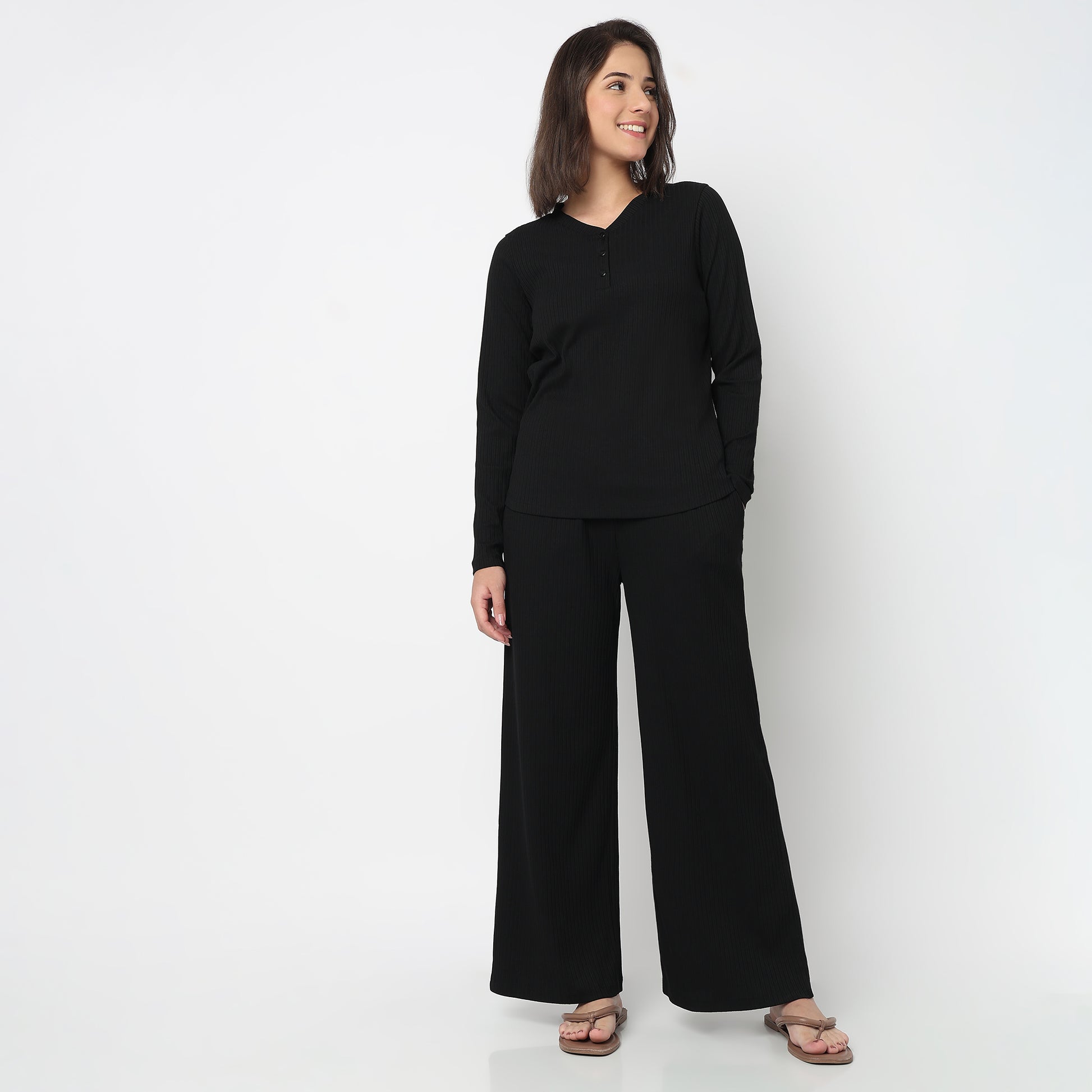 V-Neck T-Shirt with Pyjama Sleepwear Set