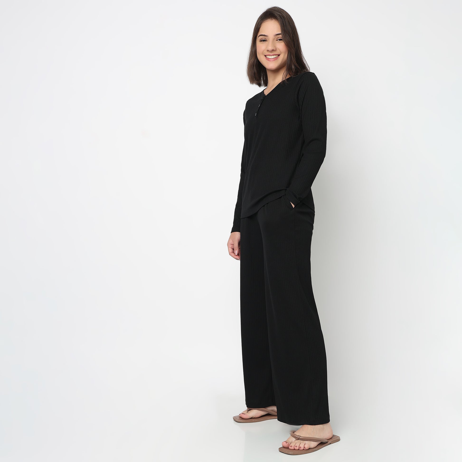 V-Neck T-Shirt with Pyjama Sleepwear Set