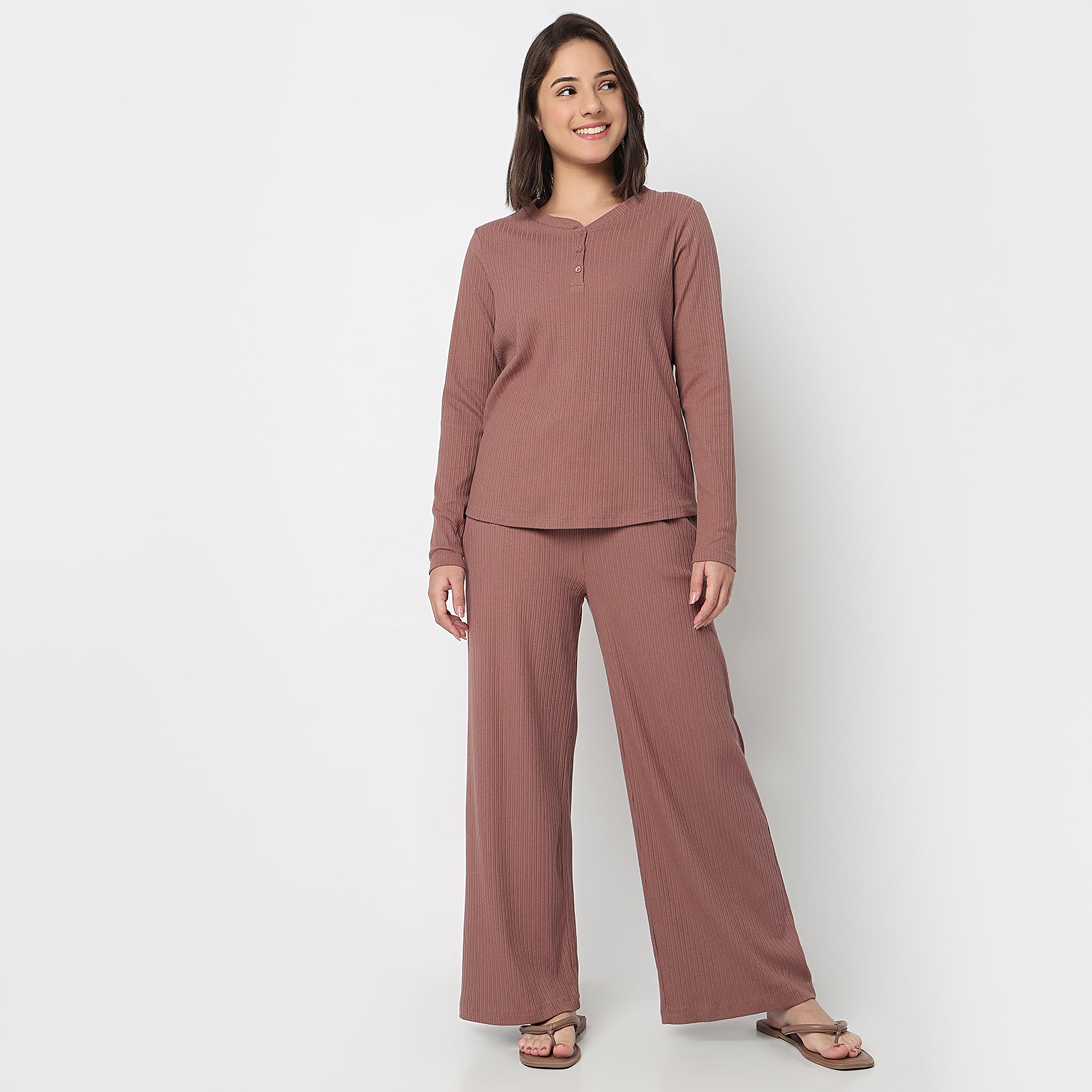 V-Neck T-Shirt with Pyjama Sleepwear Set