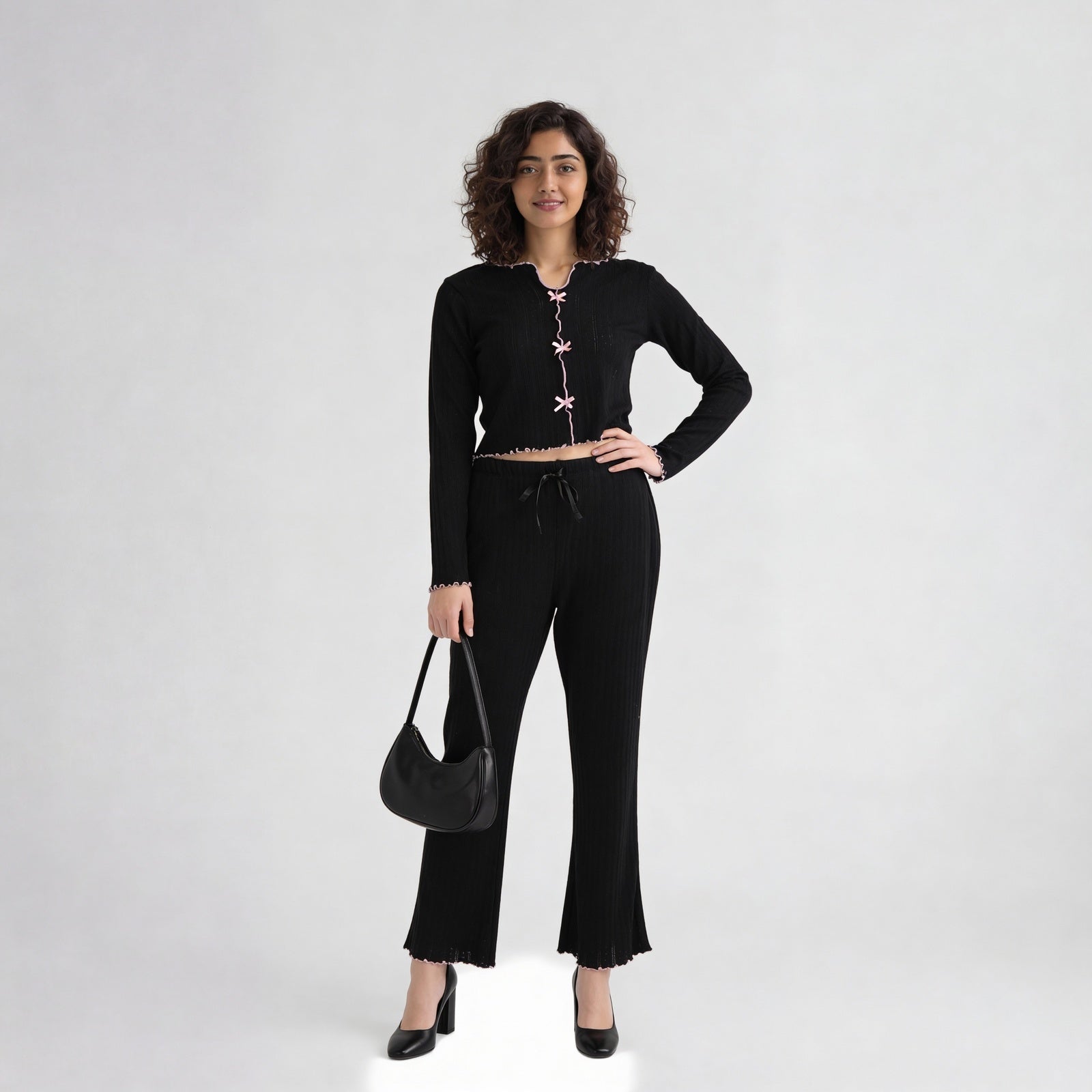 Cotton Printed Full Sleeve Top with Pyjama Sleepwear Set