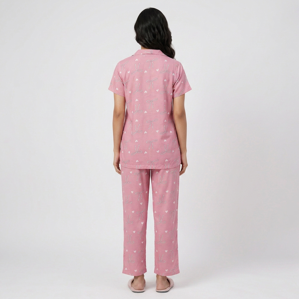 Cotton Printed Shirt with Pyjama Sleepwear Set