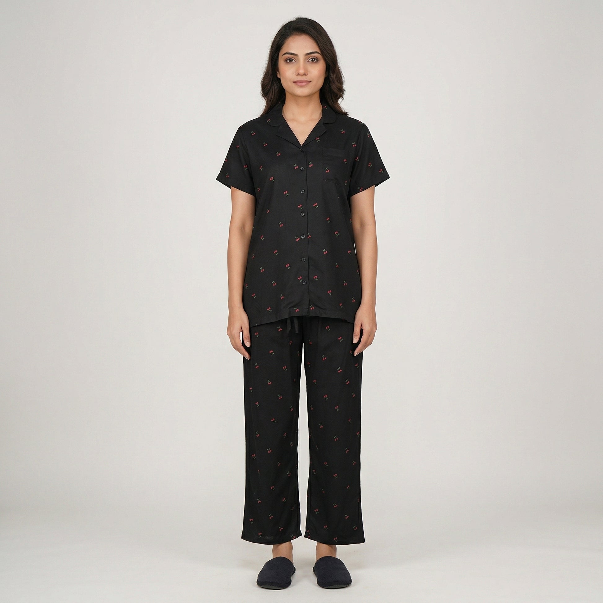 Printed Shirt and Pyjama Sleepwear Set