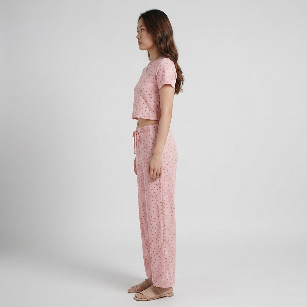 Printed T-Shirt with Pyjama Sleepwear Set