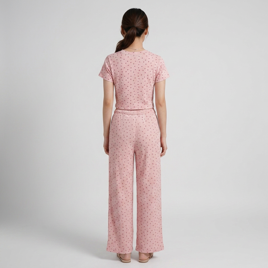 Printed T-Shirt with Pyjama Sleepwear Set