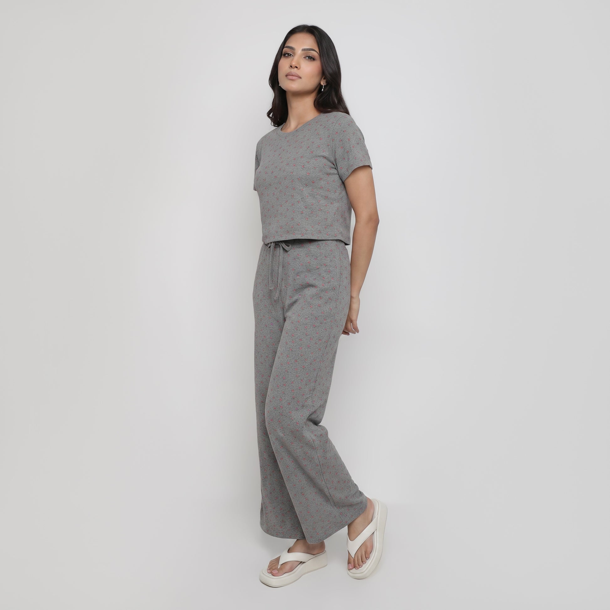 Printed Top with Pyjama Sleepwear Set