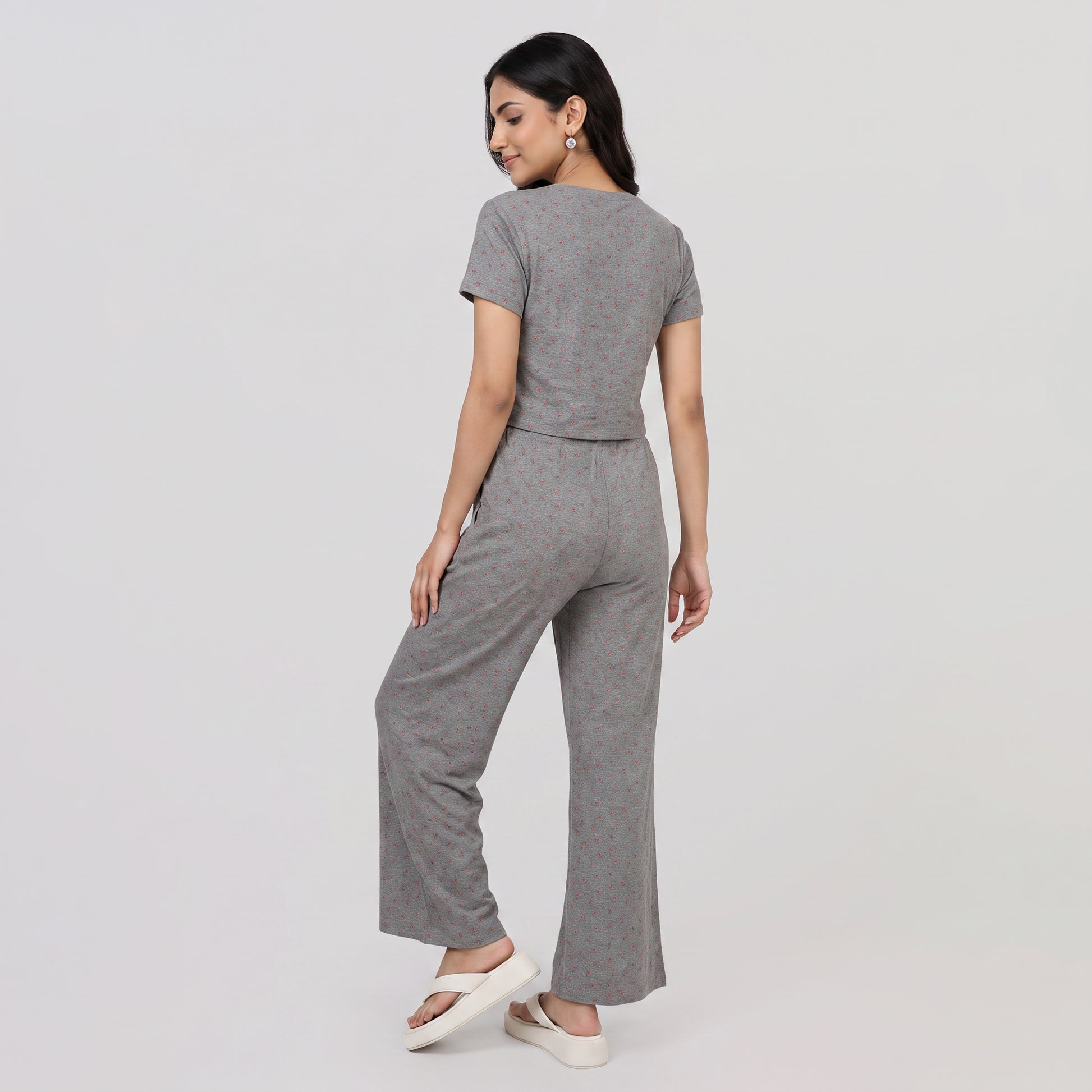 Printed Top with Pyjama Sleepwear Set