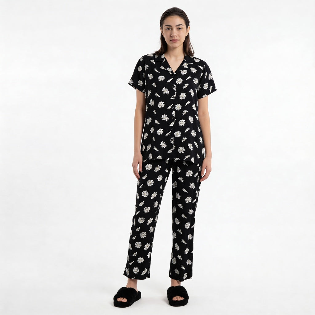 Printed Shirt with Pyjama Sleepwear Set