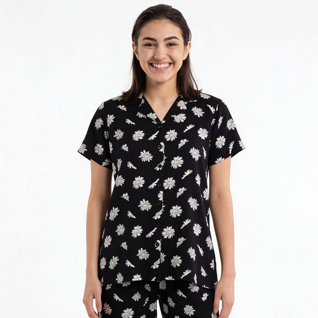 Printed Shirt with Pyjama Sleepwear Set