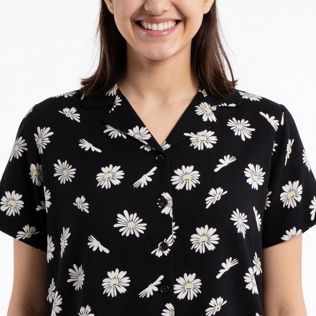 Printed Shirt with Pyjama Sleepwear Set