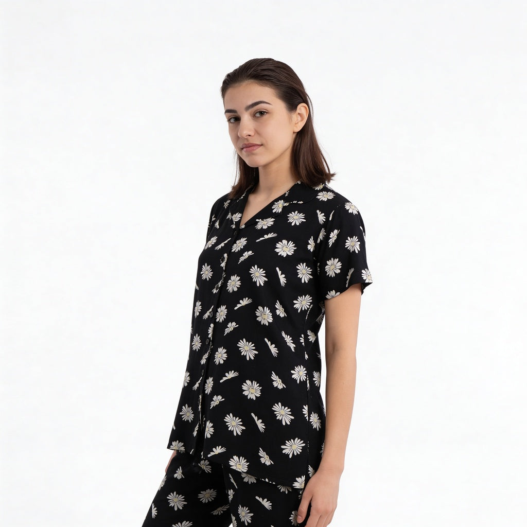 Printed Shirt with Pyjama Sleepwear Set