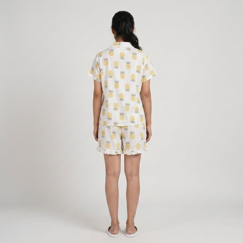 Printed Shirt with Shorts Sleepwear Set