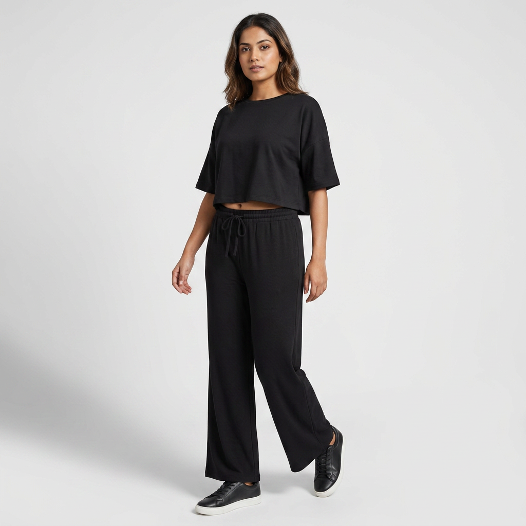 Solid T-Shirt with Pyjama Sleepwear Set