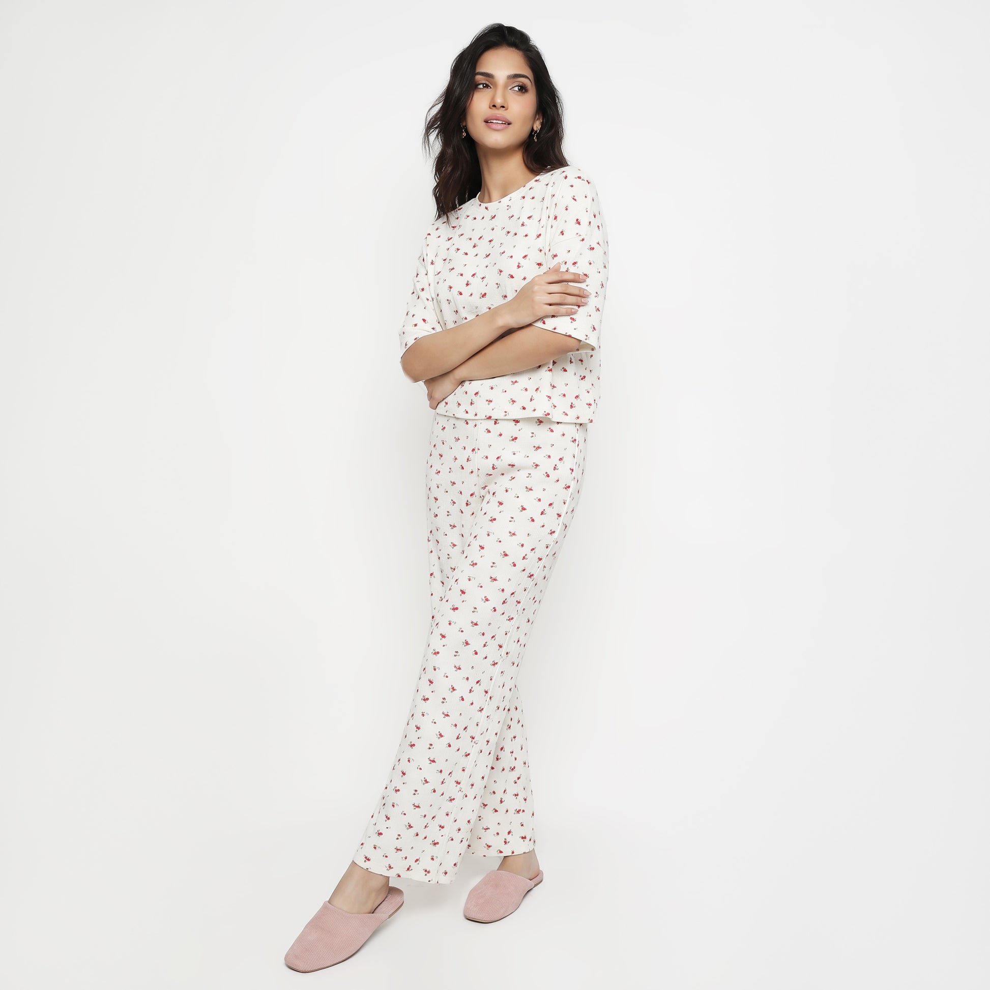 Printed Top with Pyjama Sleepwear Set