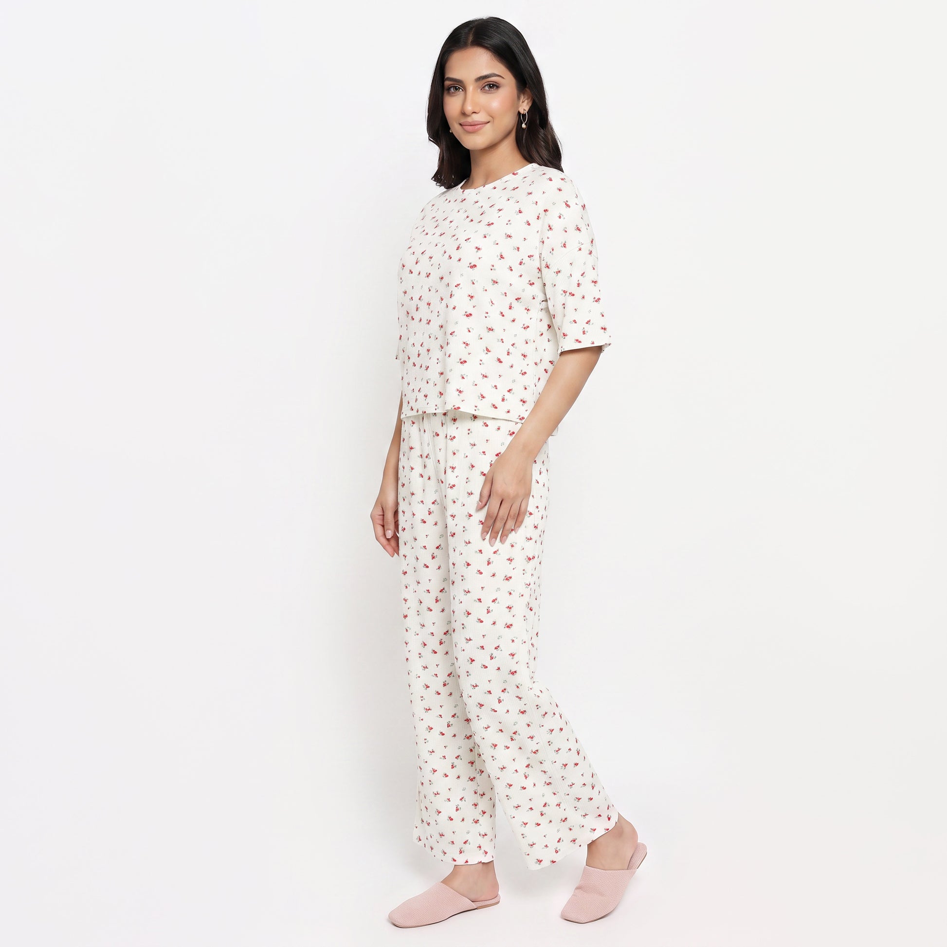Printed Top with Pyjama Sleepwear Set