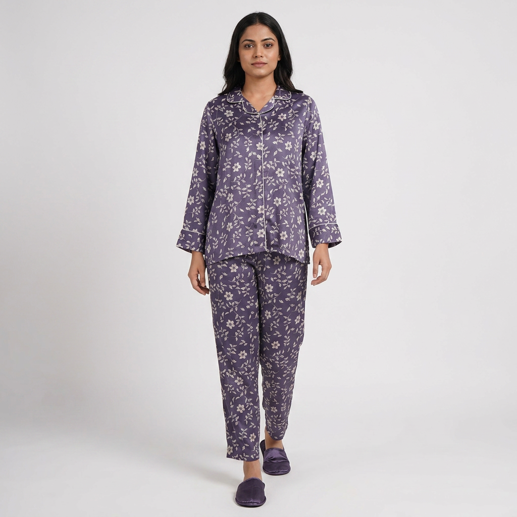 Printed Shirt with Pyjama Sleepwear Set
