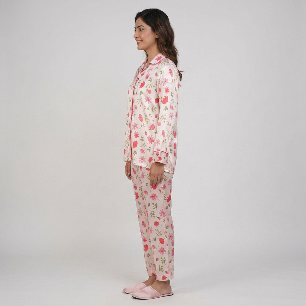 Digital Print Shirt with Pyjama Sleepwear Set