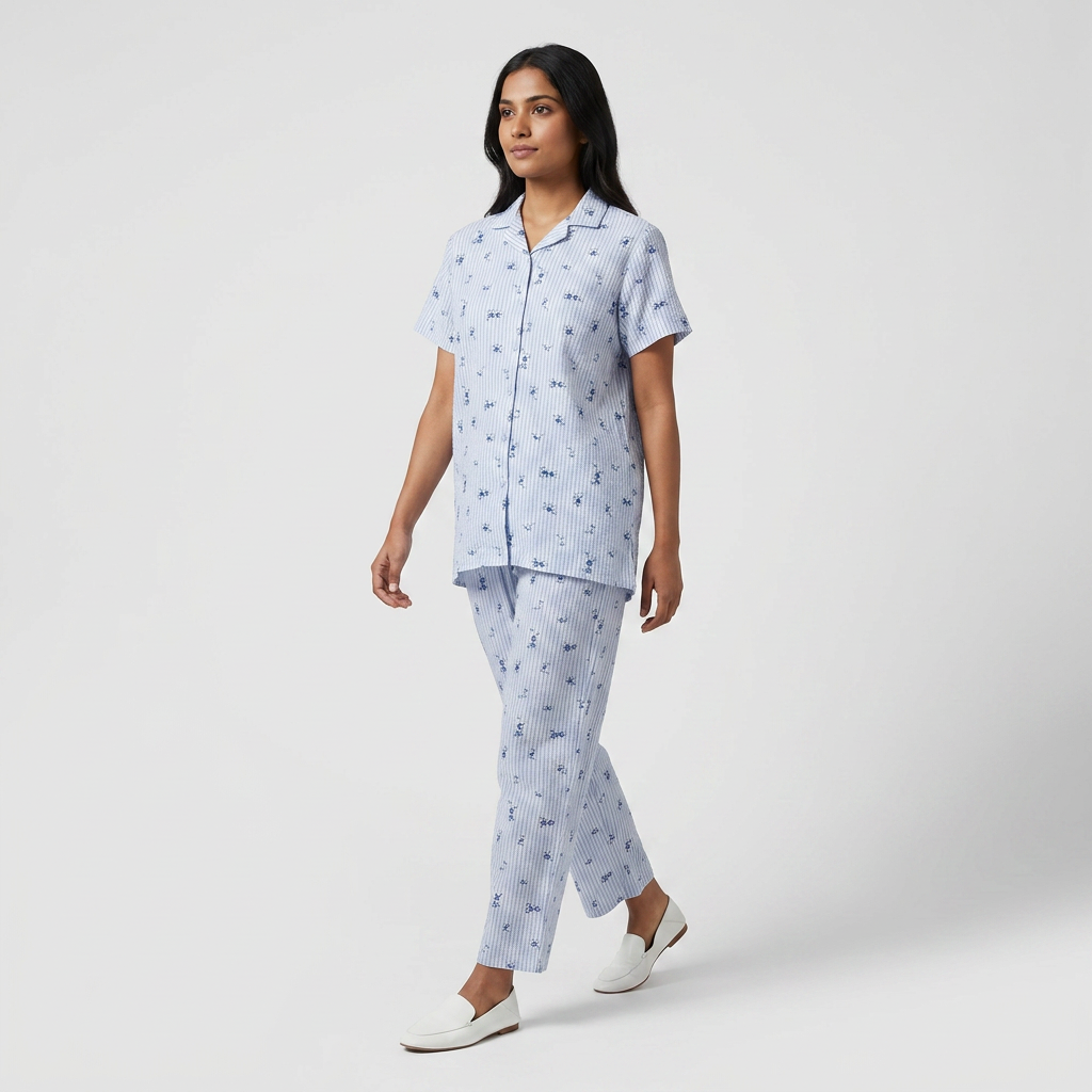 Printed Shirt with Pyjama Sleepwear Set