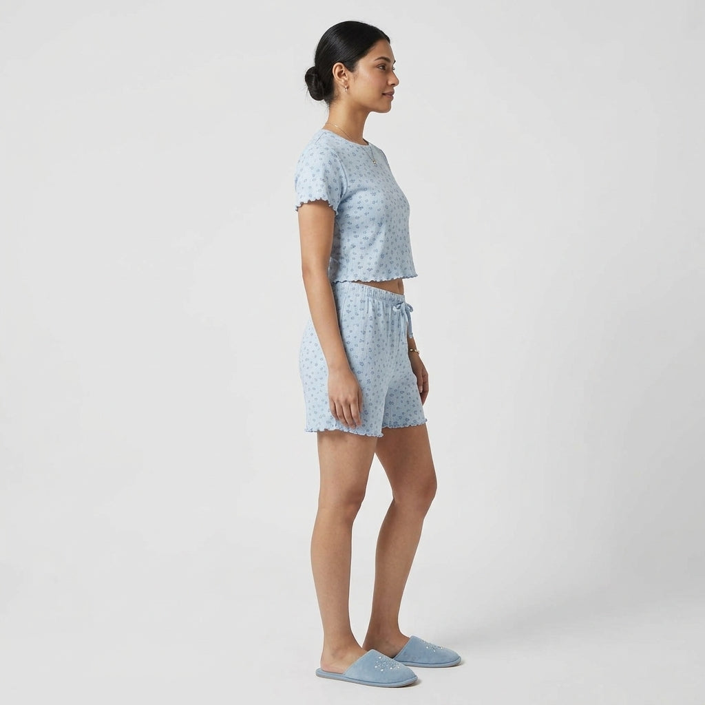 Printed Sleep T-Shirt with Short Set