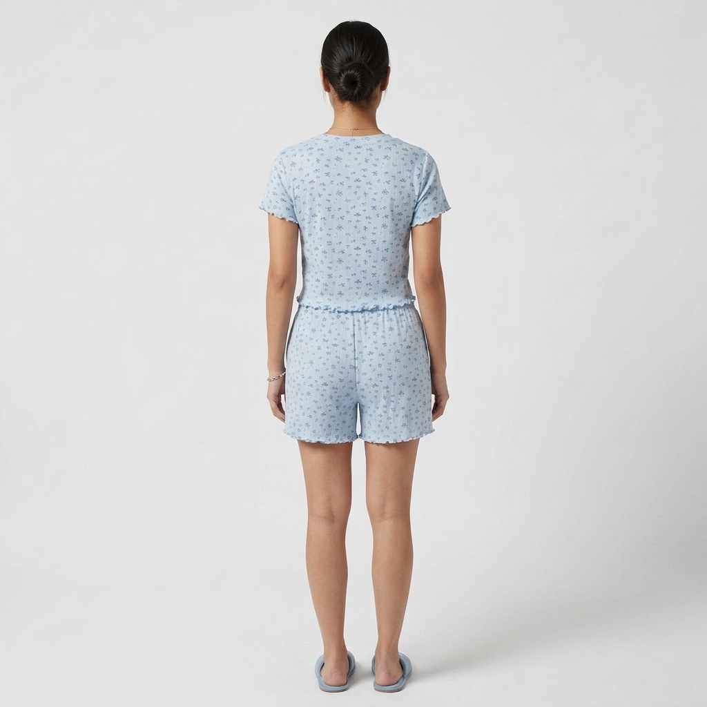 Printed Sleep T-Shirt with Short Set