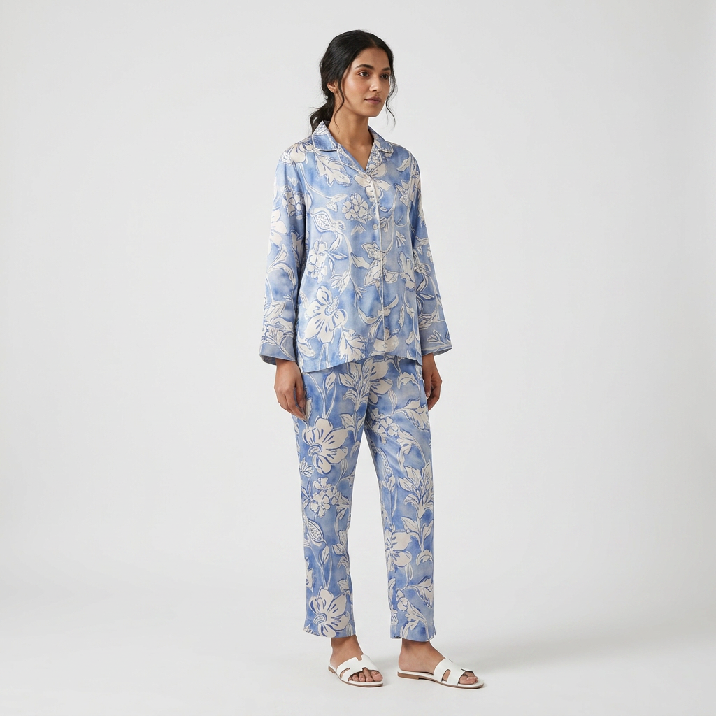 Printed Shirt with Pyjama Sleepwear Set