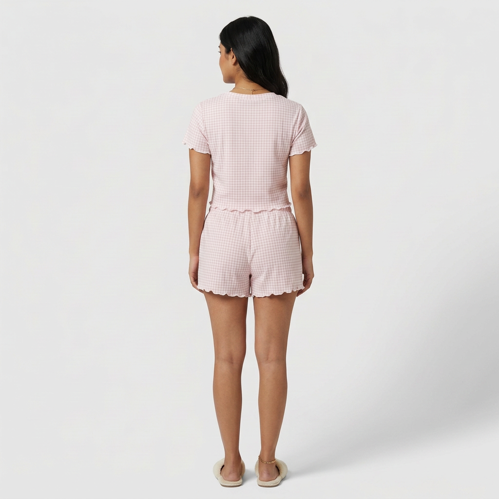 Checkered Top with Short Set