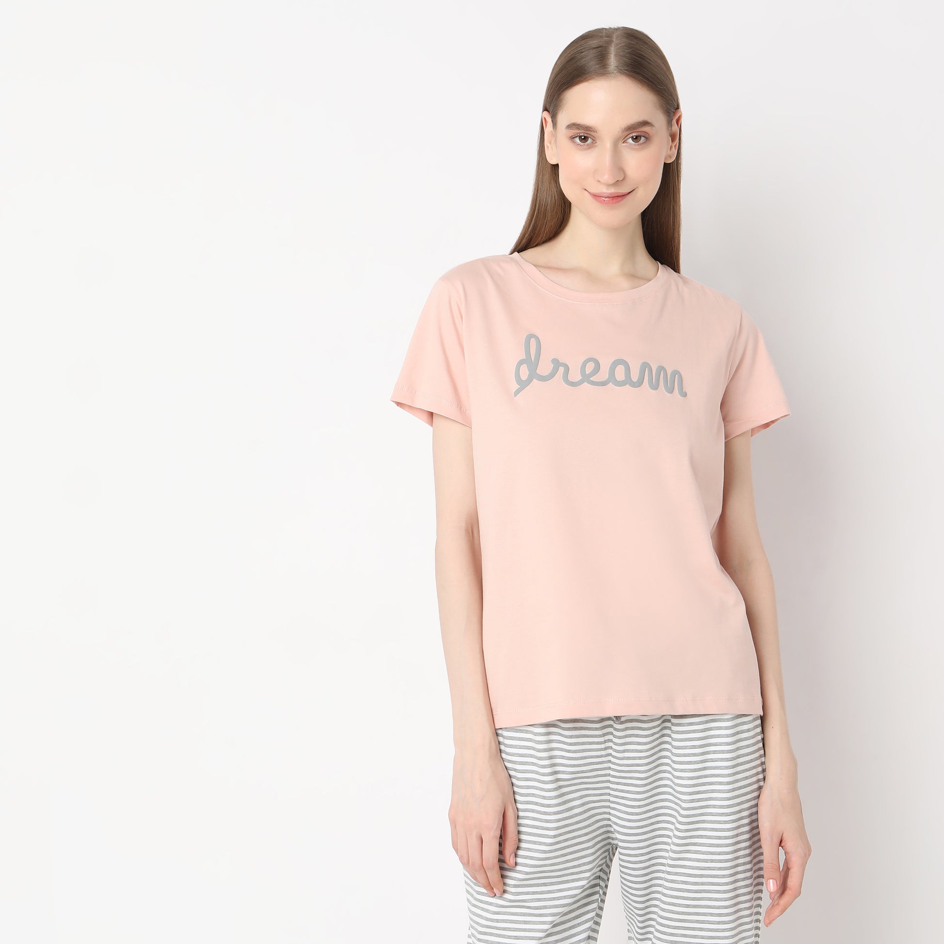 Regular Fit Solid Crew Neck Lounge T-Shirt