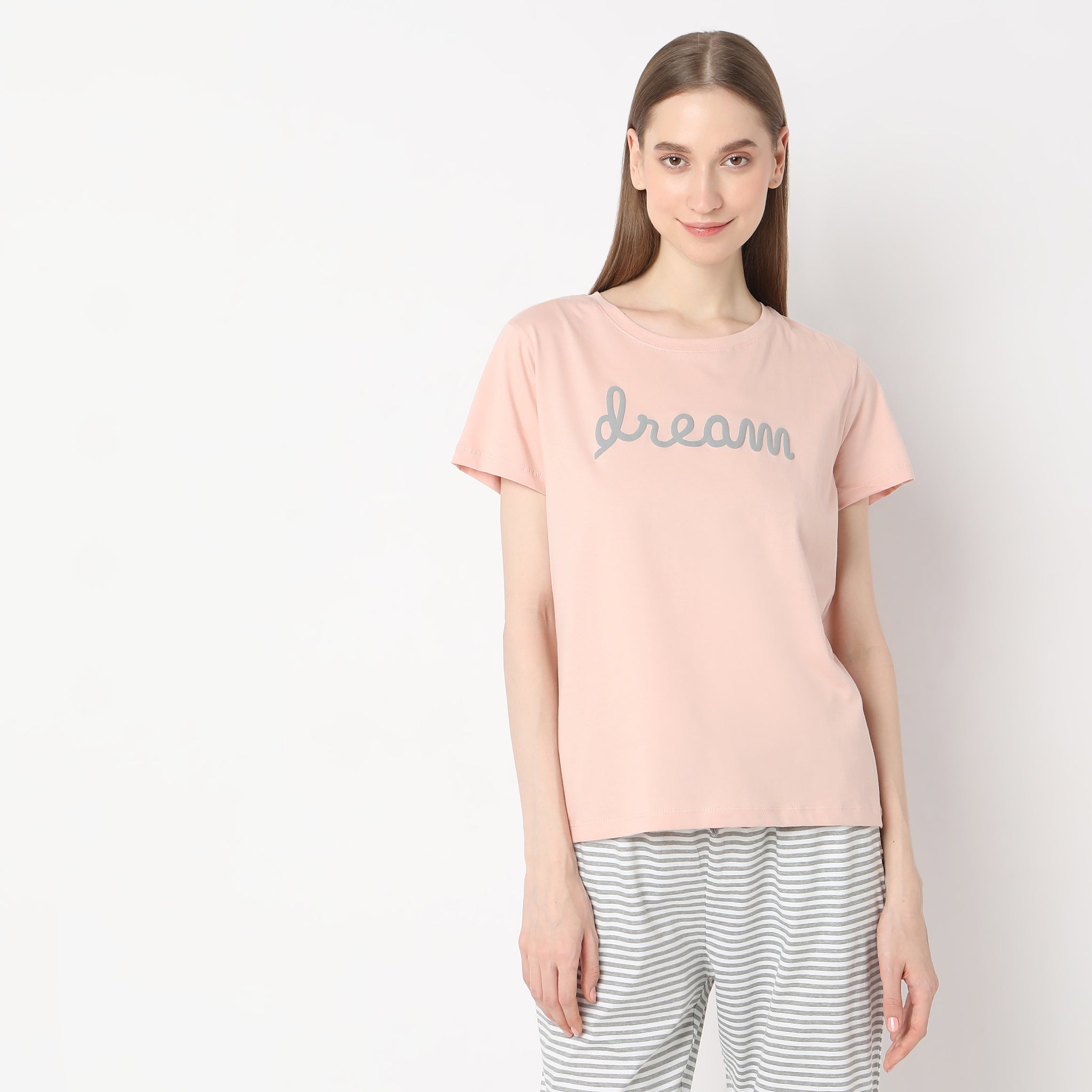 Regular Fit Solid Crew Neck Lounge T-Shirt