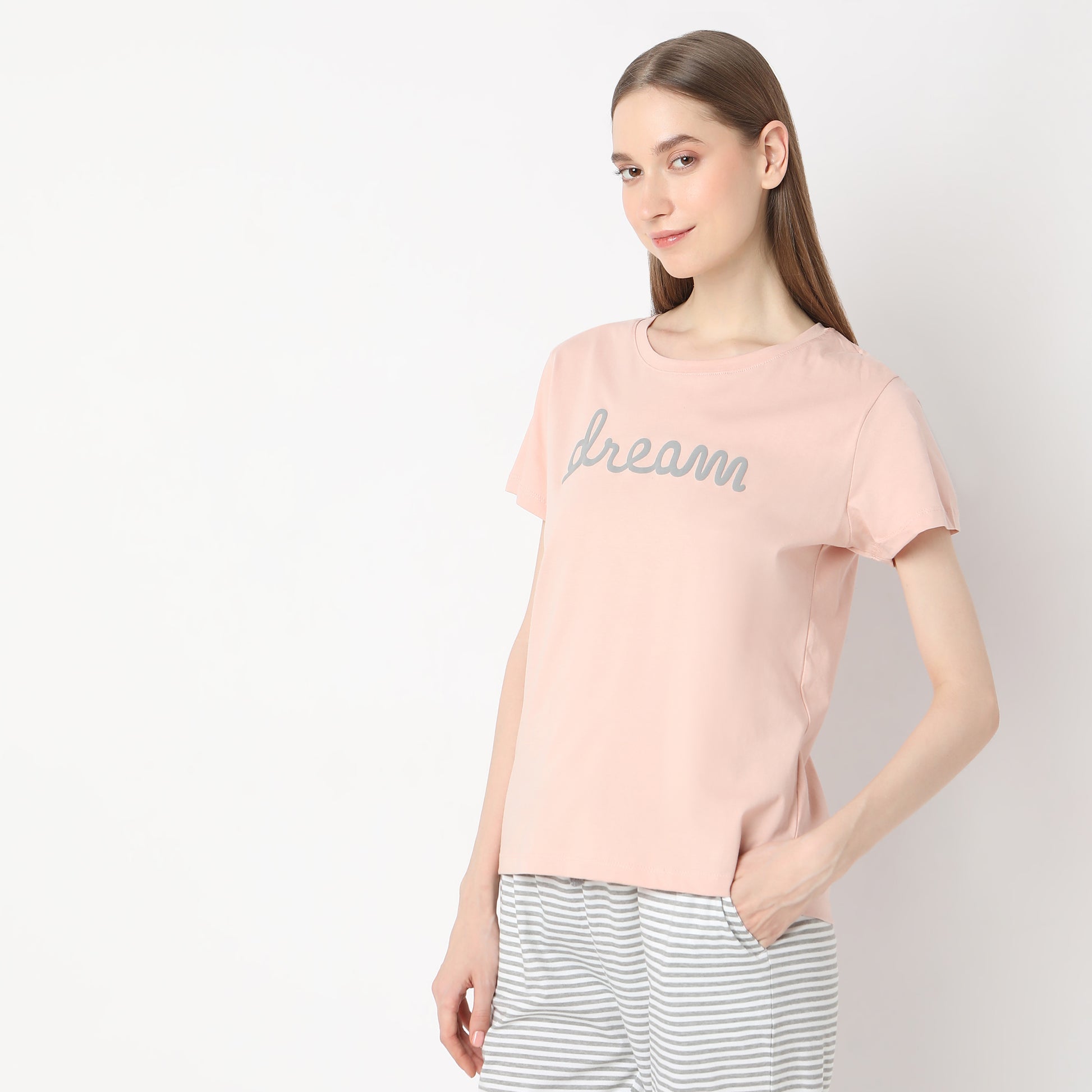 Regular Fit Solid Crew Neck Lounge T-Shirt