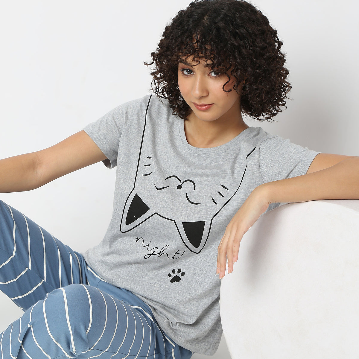 Cat Printed Lounge T-Shirt