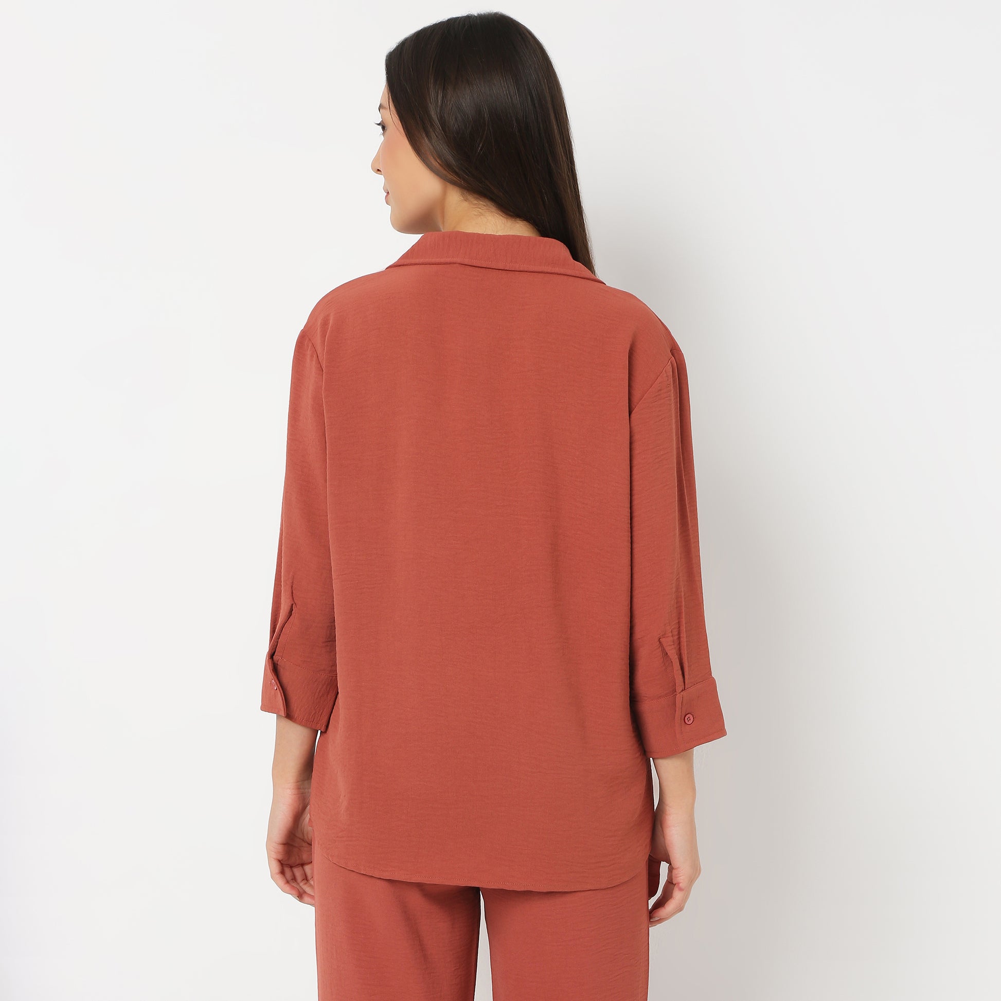 Solid Front Open Loungewear Shirt