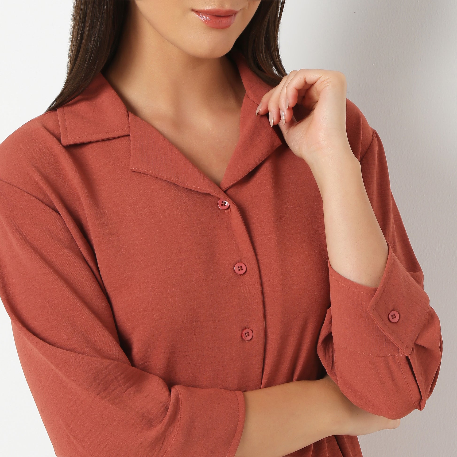 Solid Front Open Loungewear Shirt