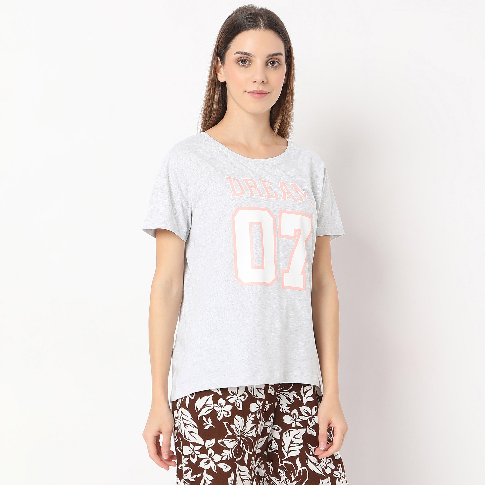 Printed Straight Short Sleeve Chest Printed T-Shirt