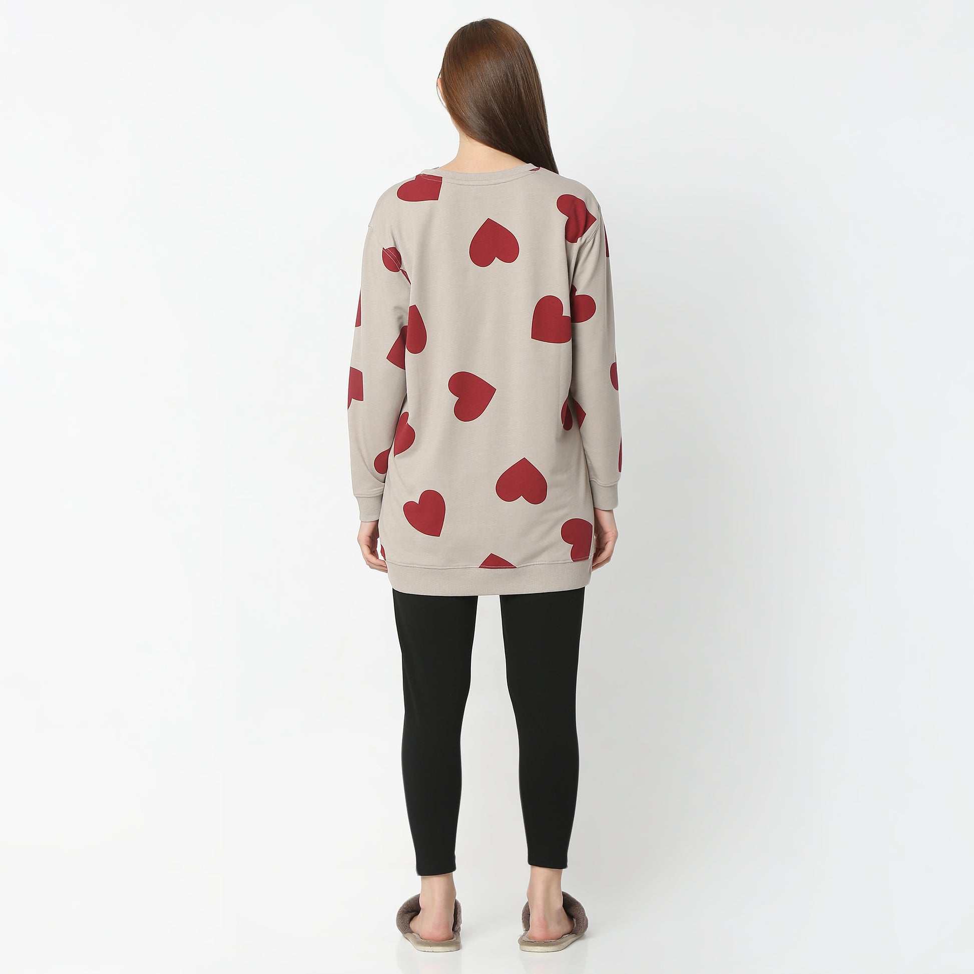 Regular Fit Heart Print Regular Length Mid Rise Shorts