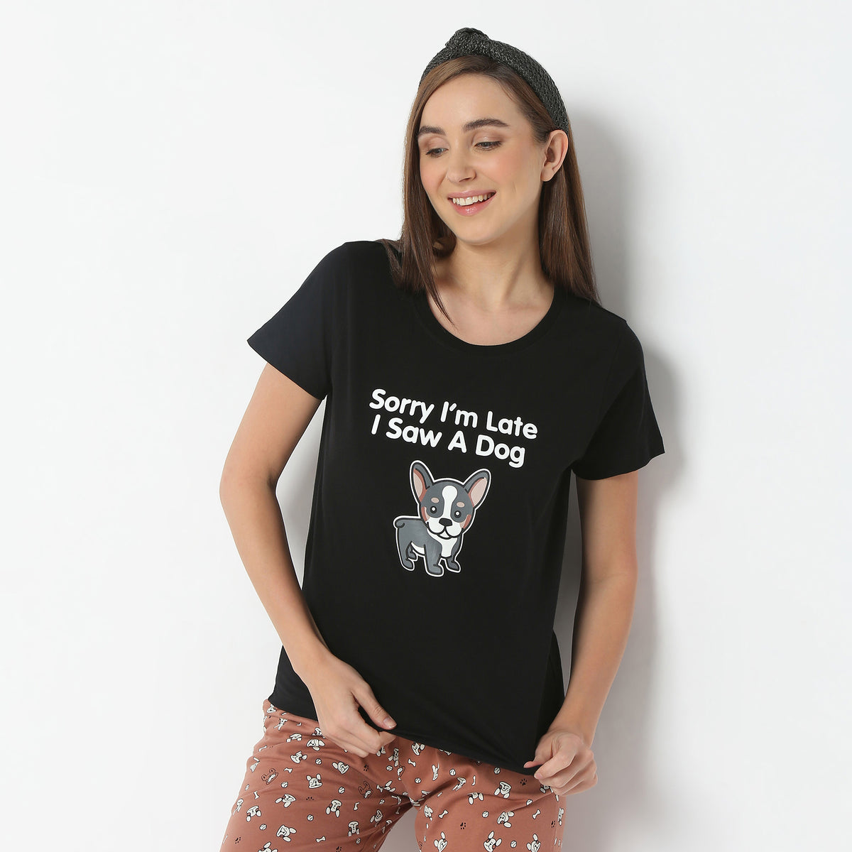 Regular Fit Animal Print Crew Neck Regular Length T-Shirt