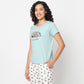 Animal Print Round Neck Loungewear T-Shirt